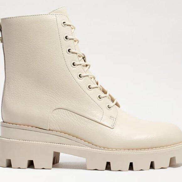 Sam Edelman Lue Leather Combat Boots Ivory Sz 9M NIB - Picture 3 of 12